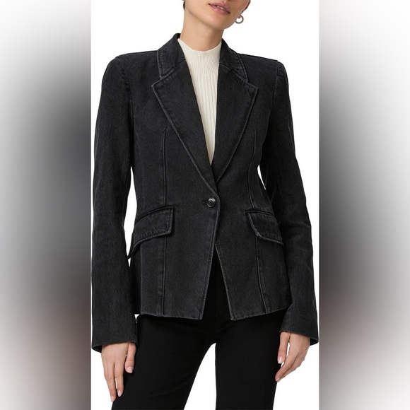 PAIGE Jackets & Blazers - NWT PAIGE Black Denim Carmen Tailored Single Button Blazer 4 Four